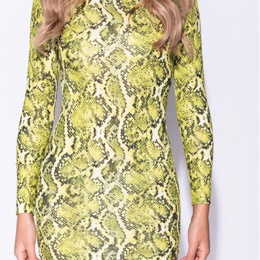 Green and black snake print dress - Picture 2 of 8